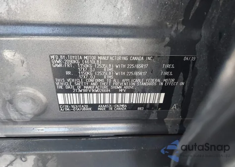 2019 Toyota Rav4 Xle from USA, damaged, VIN 2T3W1RFV1KW026684